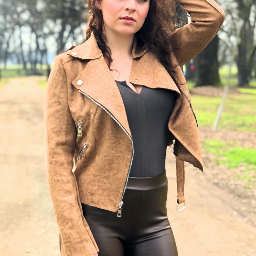 Vegan Suede Moto Jacket